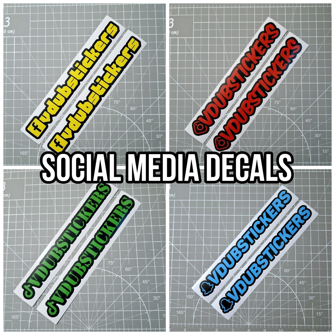 2pk Social Media Decals - Two Tone - Max 5cm tall.