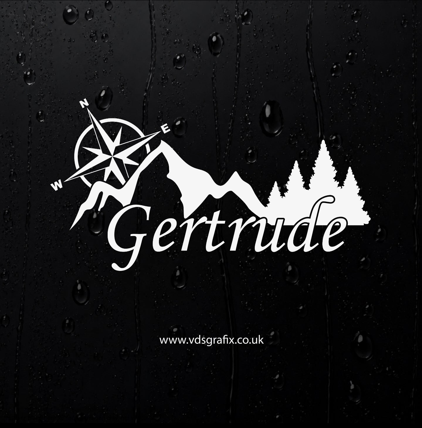 Personalised Adventure Style Name Sticker - Compass Mountains 2