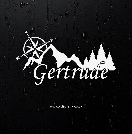 Personalised Adventure Style Name Sticker - Compass Mountains 2