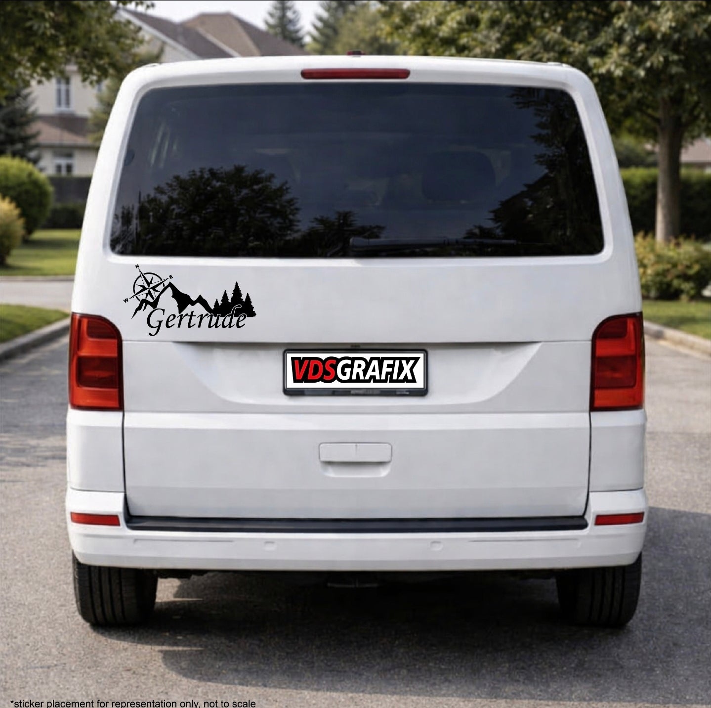 Personalised Adventure Style Name Sticker - Compass Mountains 2