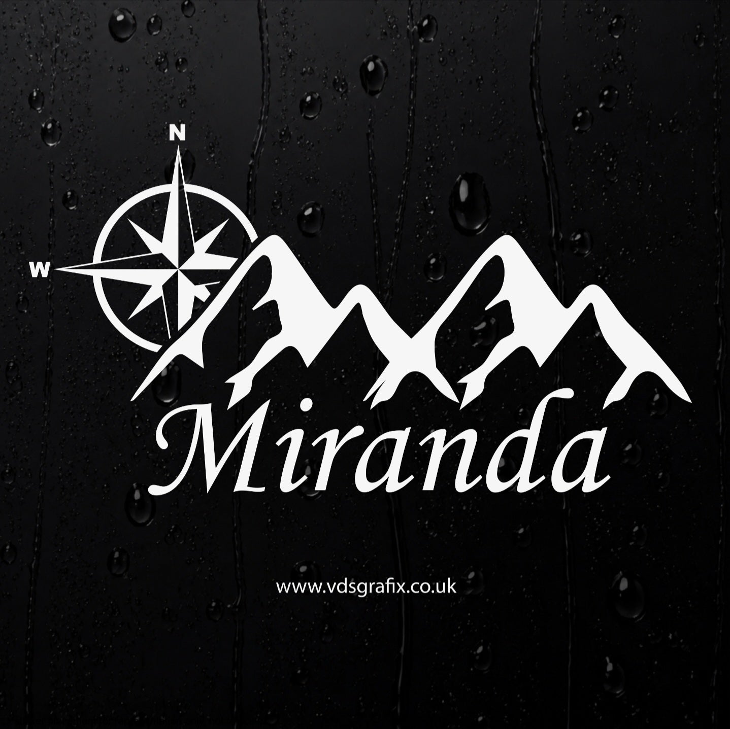 Personalised Adventure Style Name Sticker - Compass Mountains 1
