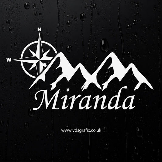 Personalised Adventure Style Name Sticker - Compass Mountains 1